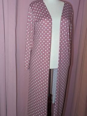 STORY TELLER Soft Polka Dot Long Open Cardigan 1x